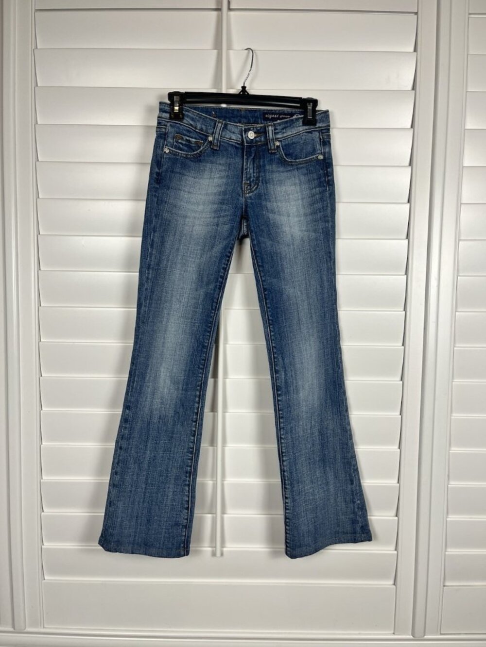 Vigoss Women’s Size 0 Low Rise Bootcut Jeans Y2K Embroidered Pocket Denim